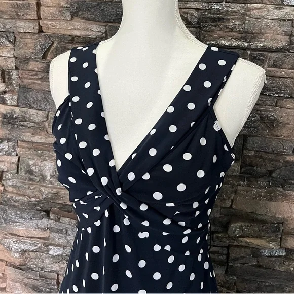 LOFT Blue and White V-Neck Sheath Dress - Picture 4 of 15